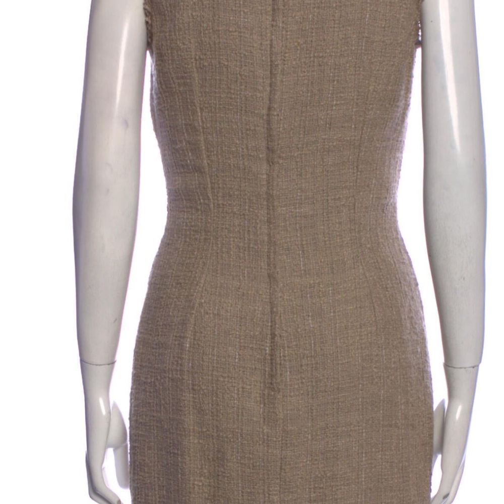 Dolce & Gabbana Cream Tan Sheath Midi Dress